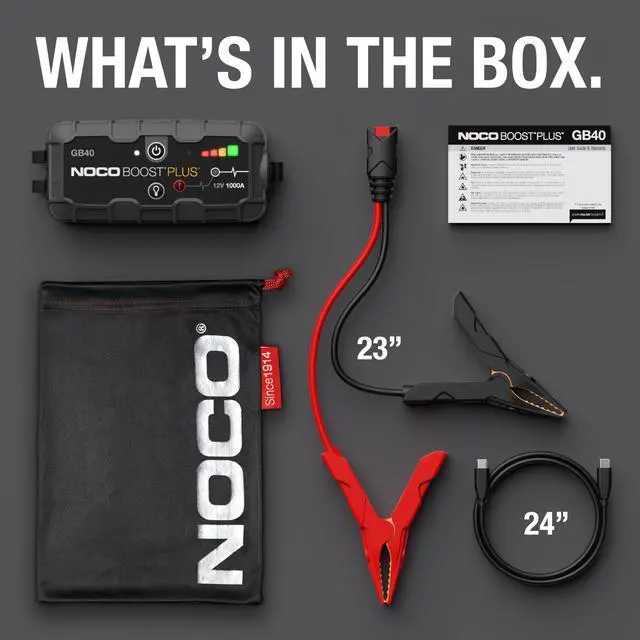 Alt view image 6 of 6 - Boost GB40: 1000A UltraSafe Jump Starter 12V Lithium Battery Booster Pack, Portable Jump Box, Power Bank & Jumper Cables - for 6.0L Gas and 3.0L Diesel Engines