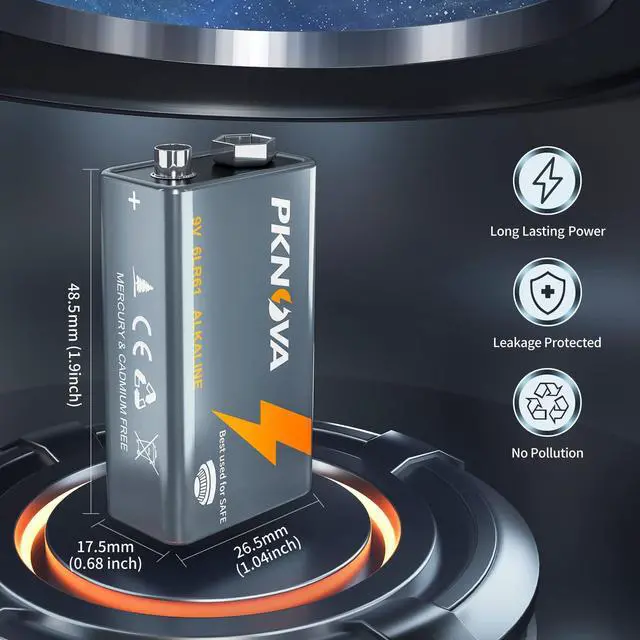 Alt view image 4 of 7 - _Mega Brand 9V Batteries Alkaline 9 Volt Square Battery for Smoke Detector, Long-Lasting, 6 Count Pack