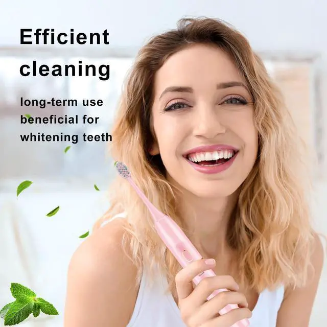 Alt view image 2 of 6 - _Mega Brand Electric Toothbrush Set, Comes with 8 Brush Heads & Travel Case,4 Modes with 2 Minutes Built in Smart Timer, One Charge for 60 Days, 42000 VPM Motor (Pink)