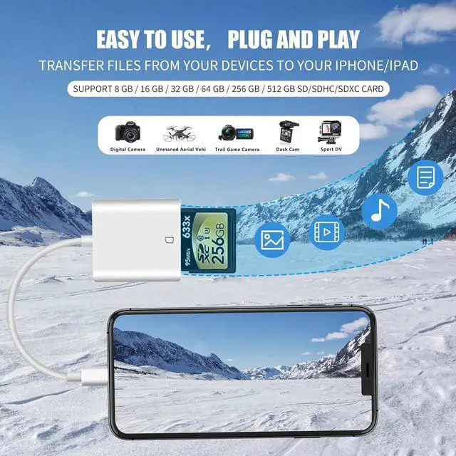 Alt view image 2 of 7 - _Mega Brand USB C SD Memory Card Reader, Type C Camera Adapter Trail Viewer for iPhone 16/15/ iPad MacBook/Air/Pro iMac/Samsung Galaxy Android