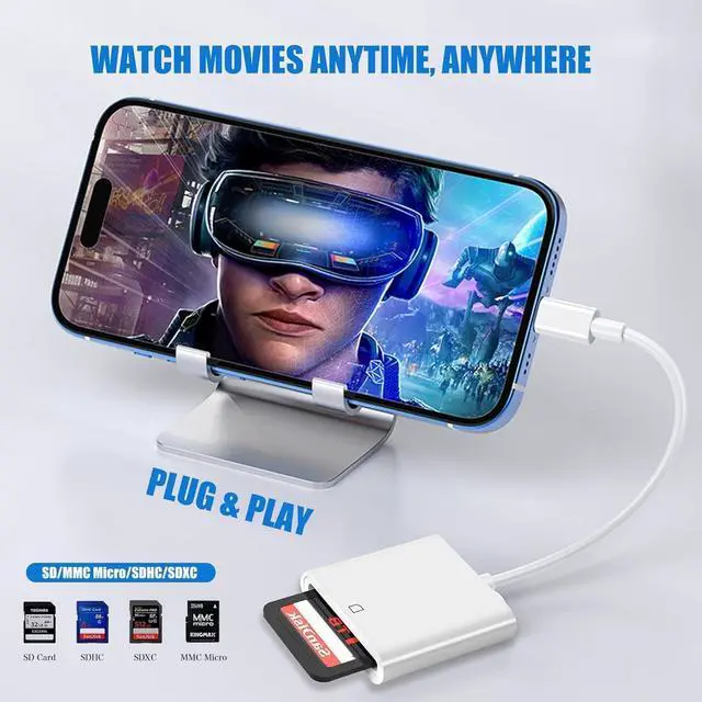 Alt view image 7 of 7 - _Mega Brand USB C SD Memory Card Reader, Type C Camera Adapter Trail Viewer for iPhone 16/15/ iPad MacBook/Air/Pro iMac/Samsung Galaxy Android