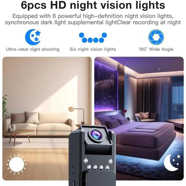 Alt view image 5 of 7 - _Mega Brand 1080P HD Body Worn Camera, Wearable Body Camera with Loop Recording, Night Vision, Back Clip for Traveling, Delivery Man, Lecture Recording, Serving Jobs