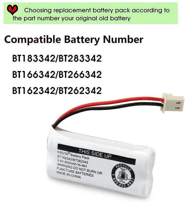 Alt view image 5 of 7 - _Mega Brand BT162342 BT262342 Cordless Phone Batteries Compatible with BT183342 BT283342 BT166342 BT266342 VTech CS6114 CS6419 CS6719 at&T EL52300 CL80111 Handset Telephone (Pack of 2)