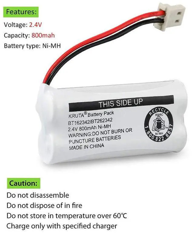 Alt view image 2 of 7 - _Mega Brand BT162342 BT262342 Cordless Phone Batteries Compatible with BT183342 BT283342 BT166342 BT266342 VTech CS6114 CS6419 CS6719 at&T EL52300 CL80111 Handset Telephone (Pack of 2)