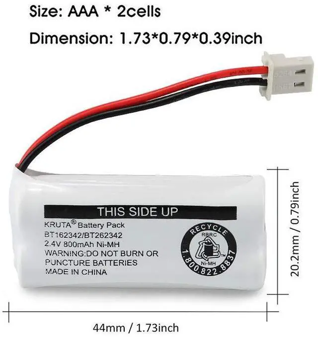 Alt view image 4 of 7 - _Mega Brand BT162342 BT262342 Cordless Phone Batteries Compatible with BT183342 BT283342 BT166342 BT266342 VTech CS6114 CS6419 CS6719 at&T EL52300 CL80111 Handset Telephone (Pack of 2)