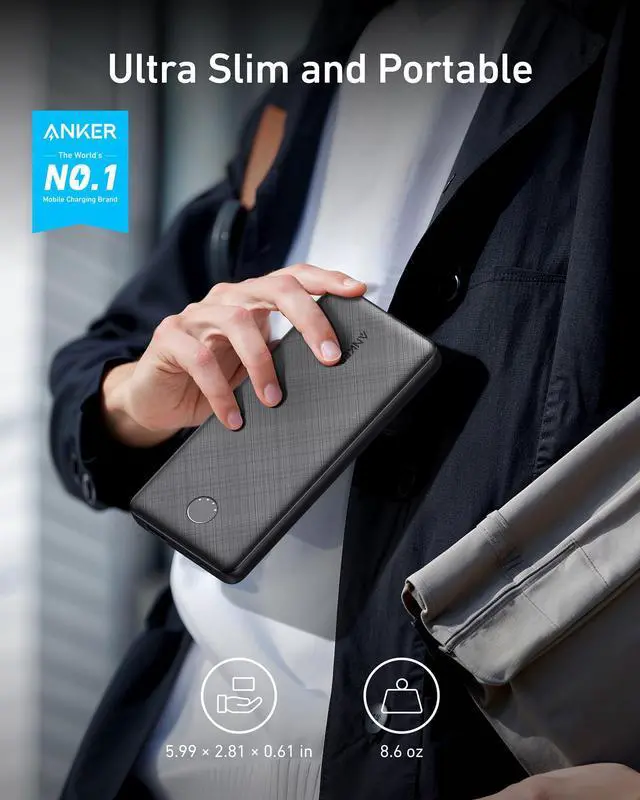 Alt view image 2 of 7 - _Mega Brand Power Bank(PowerCore 10K),Compact Travel-Ready 10,000mAh Battery Pack with PowerIQ Charging Technology,5V/3A High-Speed Charging for iPhone,iPad,and More (USB-C Input and Output 1pack)