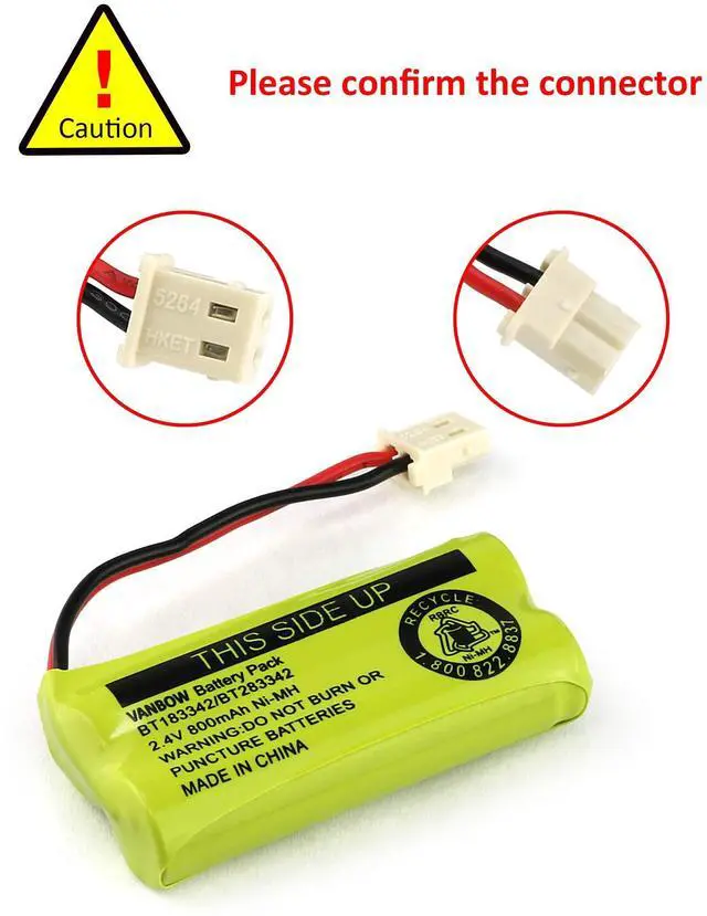 Alt view image 4 of 7 - _Mega Brand BT183342/BT283342 2.4V 800mAh Ni-MH Battery Pack,Compatible with AT&T VTech Cordless Phone Batteries BT166342/BT266342/BT262342 CS6709 CS6609 CS6509 CS6409 EL52100 EL50003 (Pack 2)
