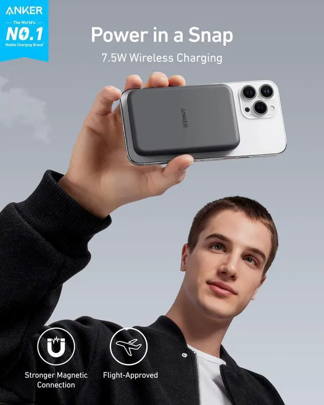 Alt view image 2 of 7 - _Mega Brand 621 Magnetic Portable Charger (MagGo), 5,000mAh Wireless Power Bank with USB-C Cable, Magsafe-Compatible Battery Pack for iPhone 16/15/14/13/12 Series