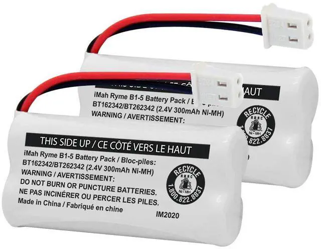 Main image of _Mega Brand BT162342/BT262342 2.4V 300mAh Ni-MH Cordless Phone Battery Pack, Also Compatible with BT183342/BT283342 AT&T EL52351 TL90070 VTech CS5119 DS6511 DS6722 LS6305 Handset, 2-Pack