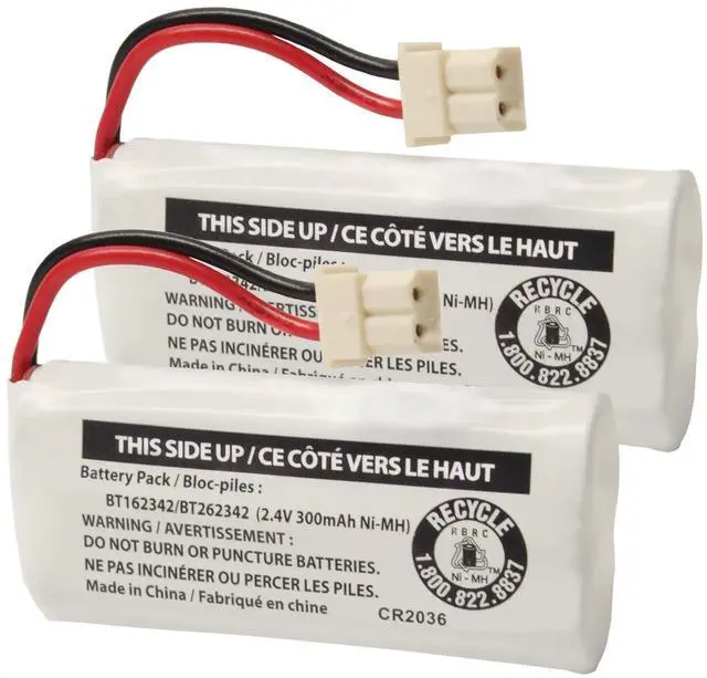 Main image of _Mega Brand 2-Pack BT162342/BT262342 2.4V 300mAh Battery Packs for VTech Cordless Phone