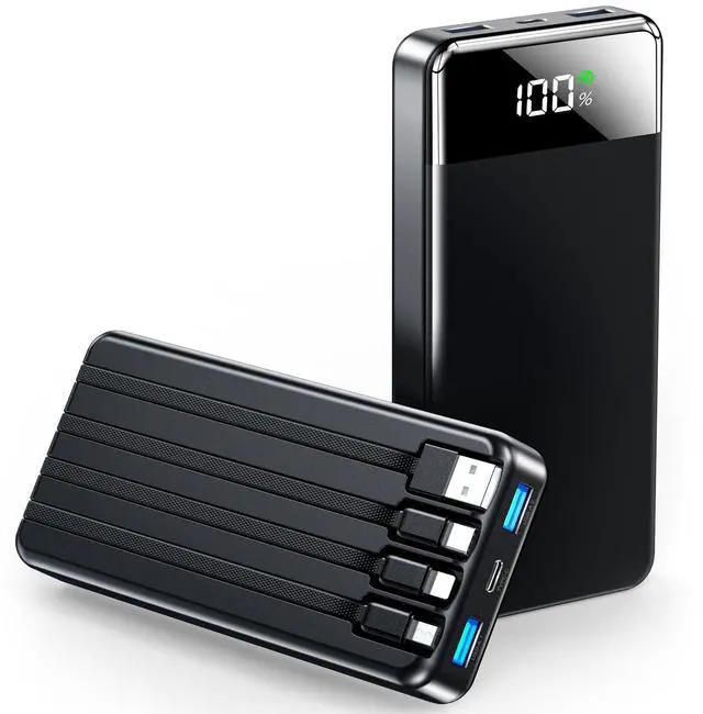 Main image of _Mega Bran Portable Charger 35000mAh Power Bank - Portable Battery with 4 Built in Cables, 22.5W Fast Charging Battery Pack Compatible with iPhone 16 15 14 13 Samsung Android Phone etc (1 Pack, Black)