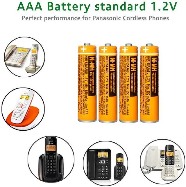 Alt view image 4 of 7 - _Mega Brand 4 Pack NI-MH Rechargeable AAA Batteries 1.2V 550mAh HHR-55AAABU AAA Battery for Panasonic Cordless Phones