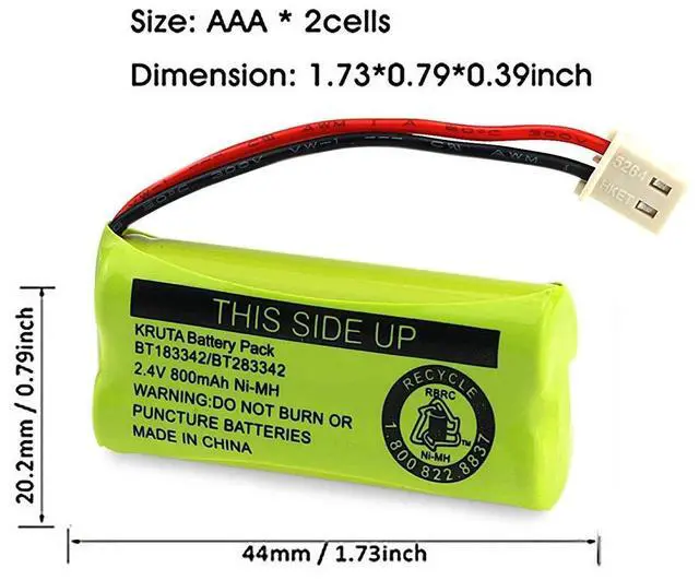 Alt view image 3 of 7 - _Mega Brand BT183342 BT283342 BT166342 BT266342 BT162342 BT262342 Battery Compatible with VTech CS6114 CS6419 CS6719 AT&T EL52300 CL80112 VTech CS6719-2 Cordless Handsets