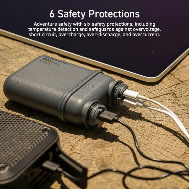 Alt view image 7 of 7 - _Mega Brand NESTOUT Rugged Power Bank, 15000mAh Outdoor Charger, 32W USB-C Fast Charging PD, Waterproof IP67, Durable Shockproof, Battery Pack for iPhone Tablet Hiking Travel Camping (Beige, 15000mAh)