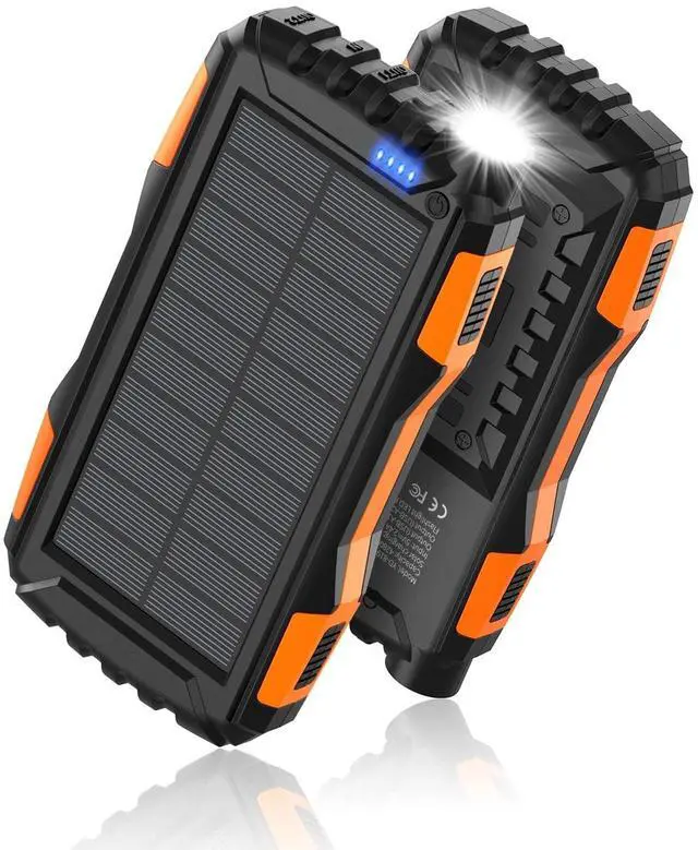 Main image of _Mega Brand Power-Bank-Solar-Charger - 42800mAh Portable Charger,Solar Power Bank,External Battery Pack 5V3.1A Qc 3.0 Fast Charger Built-in Super Bright Flashlight (Orange)
