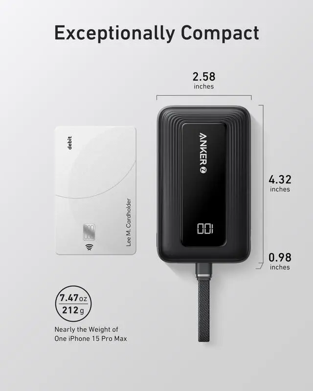 Alt view image 6 of 6 - _Mega Brand Portable Charger, 10,000mAh 30W Power Bank, USB-C in and Out Fast Charging Battery Pack, Travel Essential Phone Power Bank, for iPhone 16/15, iPad, MacBook, Galaxy, Google, and More