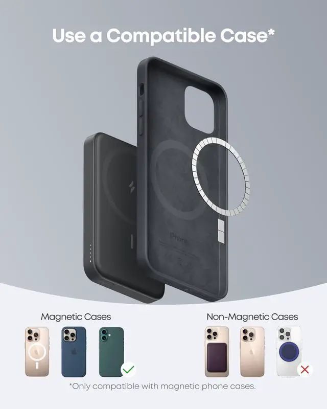 Alt view image 6 of 6 - _Mega Brand 622 Magnetic Battery (MagGo), 5,000mAh Foldable Magnetic Wireless Portable Charger with Stand and USB-C Port (On The Side), Magsafe-Compatible for iPhone 16/15/14/13 Series