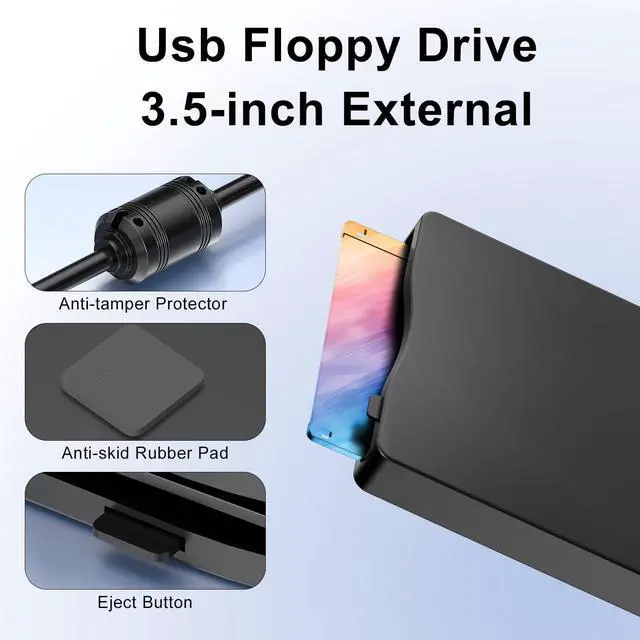 Alt view image 2 of 7 - _Mega Brand Floppy Disk Reader,External Floppy Drive, 3.5" USB &Type C Floppy Disk Reader Portable 1.44 MB FDD for PC, Laptop and Desktop Compatible with Windows 2000/XP/Vista/7/8/10/11
