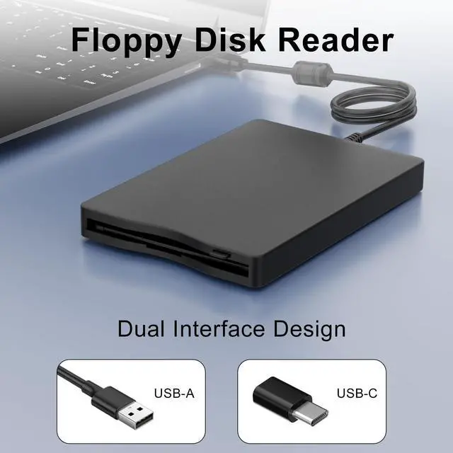 Alt view image 4 of 7 - _Mega Brand Floppy Disk Reader,External Floppy Drive, 3.5" USB &Type C Floppy Disk Reader Portable 1.44 MB FDD for PC, Laptop and Desktop Compatible with Windows 2000/XP/Vista/7/8/10/11