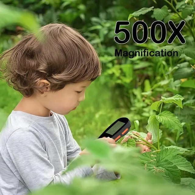 Alt view image 7 of 7 - _Mega Brand Handheld Digital Microscope with 2.0 Inch IPS Color Screen,Portable Magnifying Glass for Kids,500x Magnification,8 Adjustable 3-Level LED Lights,USB Compatible with PC Windows and Mac OS