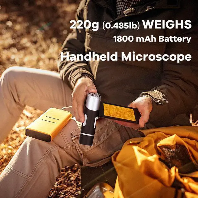 Alt view image 2 of 7 - AD203 Handheld Digital Microscope, Portable Pocket Microscope | 4.3 Inch Screen, FHD Video, Supports Windows Mac PC, USB Coin Microscope, 32GB SD Card, Carrying Bag, Wrist Strap