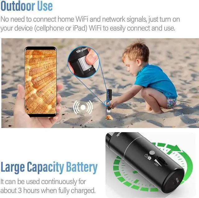 Alt view image 5 of 6 - _Mega Brand Wireless Digital Microscope,50X-1000X Magnification WiFi Portable Handheld Microscopes with Adjustable Stand HD USB Microscope Camera Compatible with iPhone Android Windows Mac Computer