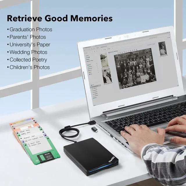 Alt view image 2 of 7 - _Mega Brand Floppy Disk Reader 3.5 inch External USB A&C Floppy Disc Drive 3 1/2 Floppy Disk Drive/Converter/Player/Reader/Transfer for Laptop Desktop PC Compatible with Windows 11/10(Frosted Texture)