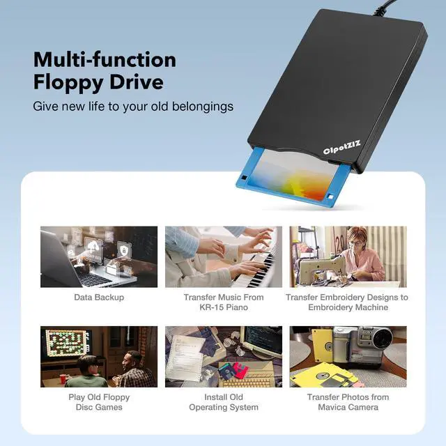 Alt view image 6 of 7 - _Mega Brand Floppy Disk Reader 3.5 inch External USB A&C Floppy Disc Drive 3 1/2 Floppy Disk Drive/Converter/Player/Reader/Transfer for Laptop Desktop PC Compatible with Windows 11/10(Frosted Texture)
