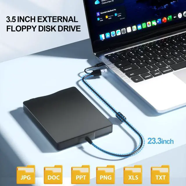 Alt view image 3 of 6 - Floppy Disk Reader, 3.5 inch External Floppy Disk Drive with USB Type-C, Portable FDD Floppy Disk Drive for Laptop PC Windows 11/10/8/7/2000/XP