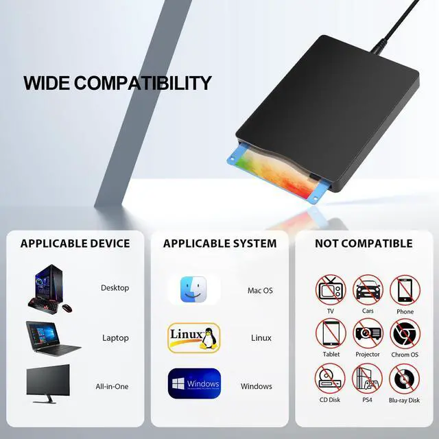 Alt view image 4 of 6 - Floppy Disk Reader, 3.5 inch External Floppy Disk Drive with USB Type-C, Portable FDD Floppy Disk Drive for Laptop PC Windows 11/10/8/7/2000/XP