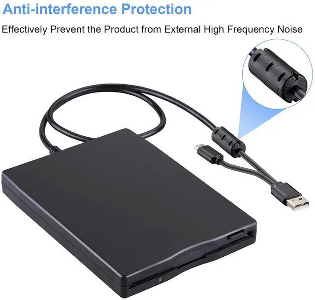 Alt view image 4 of 7 - _Mega Brand Floppy Disk Reader, 3.5 inch External USB & Type-C 1.44MB FDD Floppy Disk Drive for Windows 11/10/8/7/2000/XP, Vista, PC, Laptop and Desktop, Plug and Play, Black