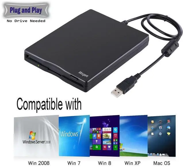 Alt view image 6 of 7 - _Mega Brand 3.5" External Floppy Diskette USB Drive - 1.44 MB FDD Portable Plug and Play for Laptops, Desktops, and Notebooks (Black)