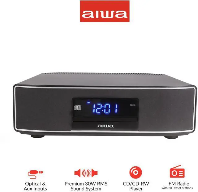 Alt view image 2 of 7 - Bluetooth Home Speaker System, 30W RMS, CD Player, FM Radio (Black)