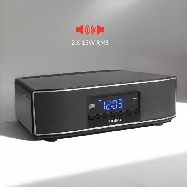 Alt view image 3 of 7 - Bluetooth Home Speaker System, 30W RMS, CD Player, FM Radio (Black)