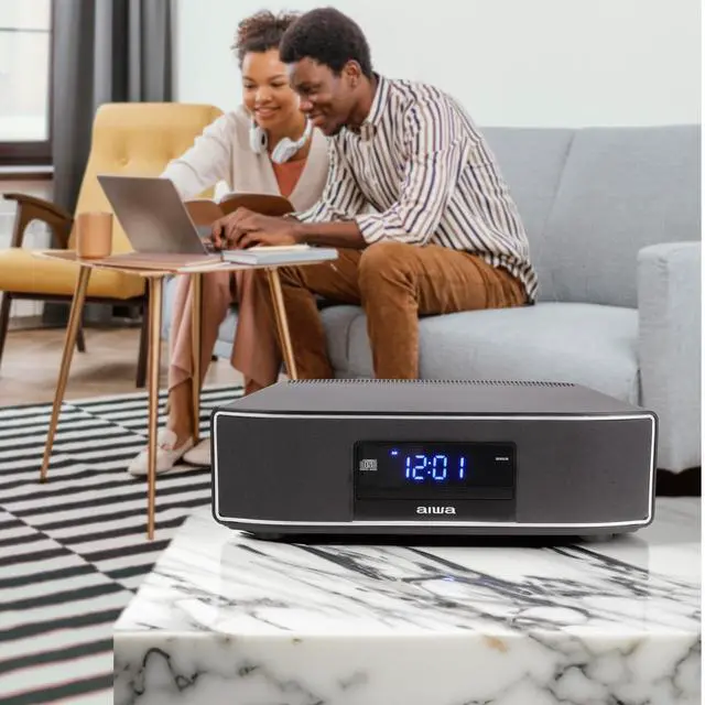 Alt view image 6 of 7 - Bluetooth Home Speaker System, 30W RMS, CD Player, FM Radio (Black)