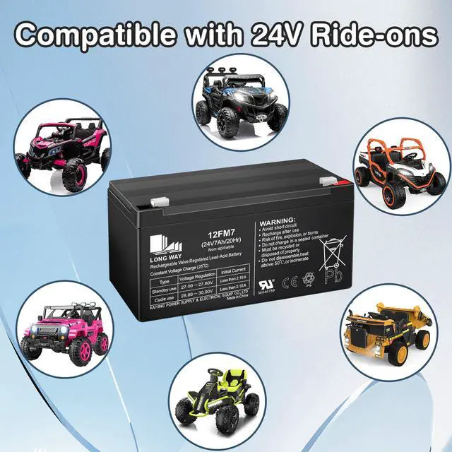 Alt view image 2 of 6 - _Mega Brand 24V 7AH Battery for 24 Volt Ride on Cars Toys, 24V 7Ah Rechargeable Battery, Compatible with 24 Volt Ride-Ons
