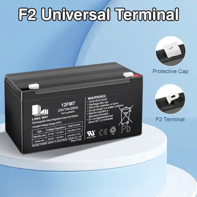 Alt view image 5 of 6 - _Mega Brand 24V 7AH Battery for 24 Volt Ride on Cars Toys, 24V 7Ah Rechargeable Battery, Compatible with 24 Volt Ride-Ons
