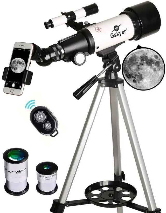 Main image of Telescope, 70mm Aperture 400mm AZ Mount Astronomical Refracting Telescope for Kids Beginners - Travel Telescope with Carry Bag, Phone Adapter and Wireless Remote.