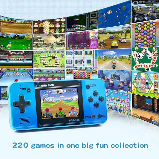 Alt view image 2 of 6 - _Mega Brand Handheld Game for Kids -Preloaded 220 Retro Video Games, Portable Gaming Player with Rechargeable Battery 3.0" LCD Screen, Mini Arcade Electronic Toy Gifts for Boys Girls (Blue)