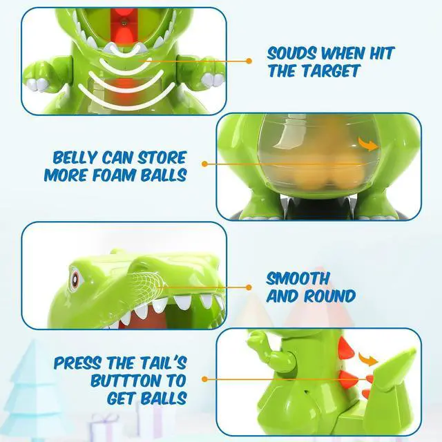 Alt view image 6 of 7 - _Mega Brand Dinosaur Shooting Toys for Boys 5 6 7 8 9 Years Old, Electronic Kids Target Games w/ Air Pump Gun, LCD Score Record, Sound, 24 Foam Balls, Birthday Party Favor,Christmas Gifts for Toddlers