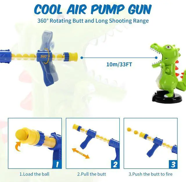 Alt view image 7 of 7 - _Mega Brand Dinosaur Shooting Toys for Boys 5 6 7 8 9 Years Old, Electronic Kids Target Games w/ Air Pump Gun, LCD Score Record, Sound, 24 Foam Balls, Birthday Party Favor,Christmas Gifts for Toddlers