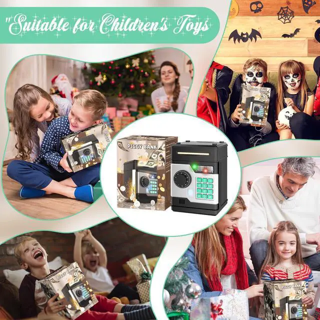 Alt view image 6 of 6 - _Mega Brand Piggy Bank, Automatic Electronic Piggy Bank for Kids Boys Girls with Password and Fingerprint Unlocking Simulation, Money Bank Kids Safe Toys for 3 4 5 6 7 8 9 10 Year Old Boy Girl (Black)