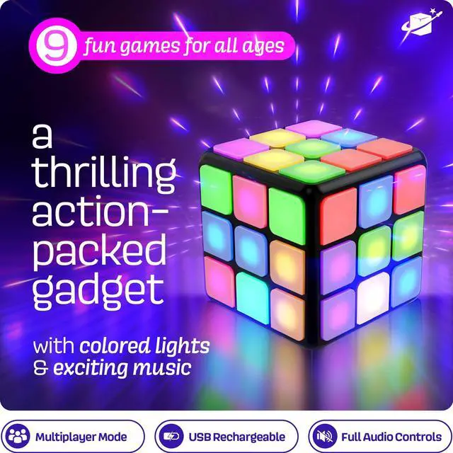 Alt view image 2 of 7 - _Mega Brand Rechargeable Game Activity Cube - Toys for Boys and Girls - 9 Fun Brain & Memory Games - Birthday Gifts for Age 6, 7, 8, 9, 10, 11, 12 Year Old Kids Teens - Best Boy Toy Gift Ideas