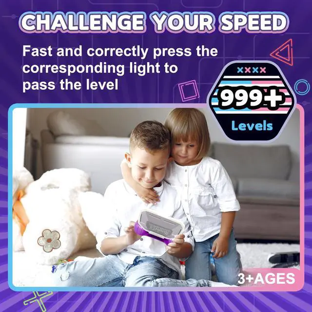 Alt view image 2 of 7 - _Mega Brand Fast Push Puzzle Game for Kids Age 3-12, Light Up Brain & Memory Games Electronic Handheld Pop Fidget Games Toys for Boys Girls Birthday Gifts for 6 7 8 9 10Years Old Kids Teens (Purple)
