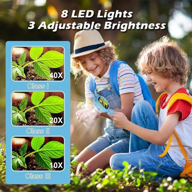 Alt view image 6 of 7 - _Mega Brand Microscope for Kids, Digital Microscope, 2Inch IPS Screen Kids Miniscope with 8Led Lights, Portable Mini Scope Kids Educational Science Toys, Birthday Chrismas for Age 3-12 Years[Blue]