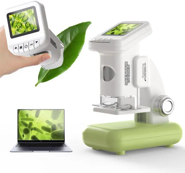 Main image of _Mega Brand 1200X Microscope for Kids with 2 inch Screen STEM Digital Science Kit Rechargeable Handheld Zoom 32GB SD Card Slides Photo and Video Gift for Kids Ages 6 to 12 (Green)
