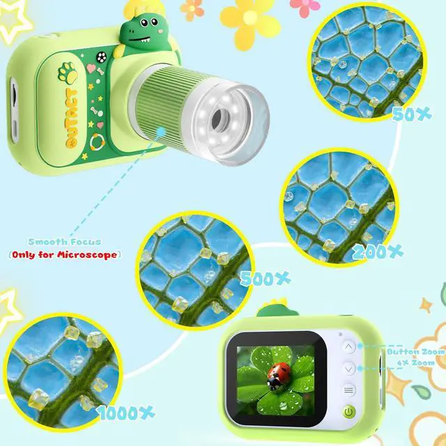 Alt view image 3 of 7 - _Mega Brand 2in1 Microscope for Kids&Video Camera,1000X Digital Microscope with 2.4" Screen,1080P Portable Handheld Kids Camera Toys,STEM Educational Science Kit Toys for 3-12 Age Years Old Boys Girls