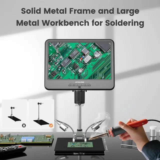Alt view image 3 of 7 - _Mega Brand JL210 10.1'' Digital Microscope, Soldering Microscope, Coin Microscopes Full View for Error Coins, 1080P Electronics Microscopes Camera, Biological Slides Kit, 12.6" Stand, 32GB