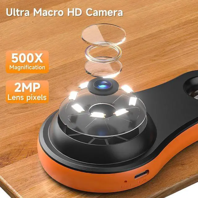 Alt view image 3 of 7 - _Mega Brand Digital Microscope Handheld 2.0 inch IPS Color Screen,Portable Digital Magnifying Glass,Marco Microscope for Kids,Built-in 8LED Lights,USB Compatible with PC Windows, Mac OS