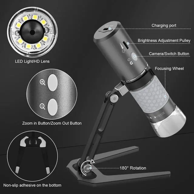 Alt view image 7 of 7 - _Mega Brand 4K HD Wi-Fi Wireless Digital Microscope Camera Magnifier, Compatible for iPhone, iPad, Android Phones and PC
